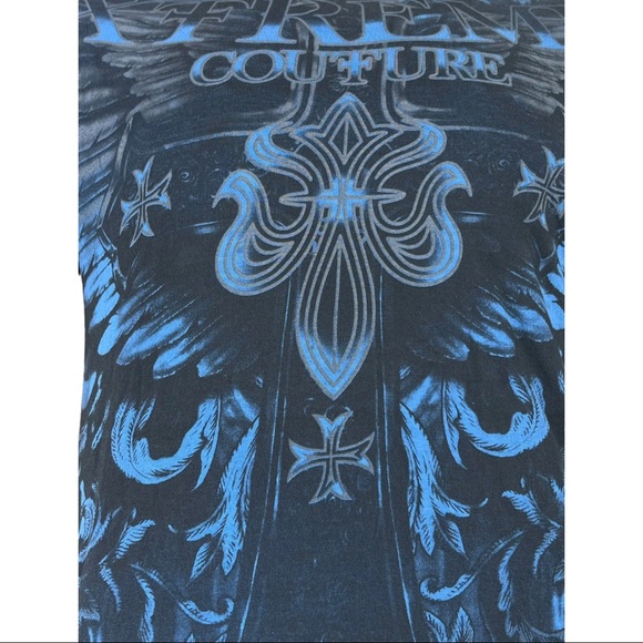 Xtreme Couture By Affliction Men's T-Shirt WROUGHT IRON Cross Wings S-5XL - Picture 3 of 9